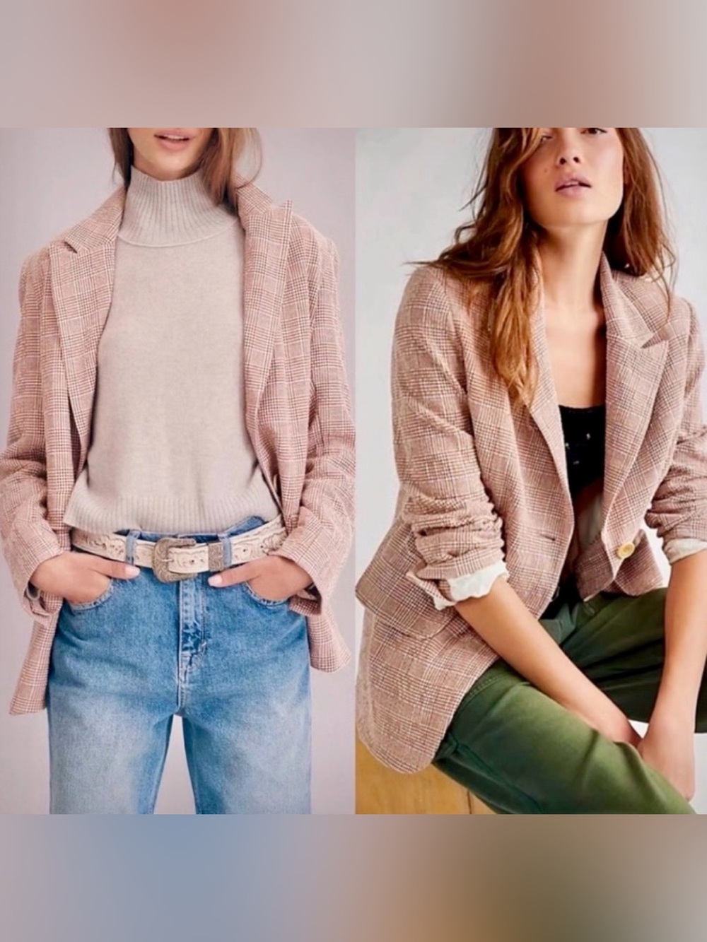 Free People Houndstooth Bowie Oversized Blazer